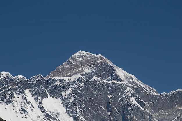 Everest peak views from lower village in Nepal