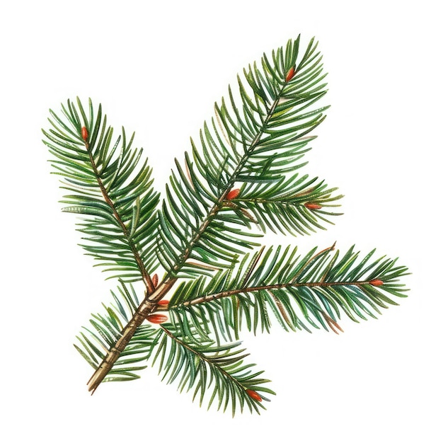 Evergreen pine branch illustration art