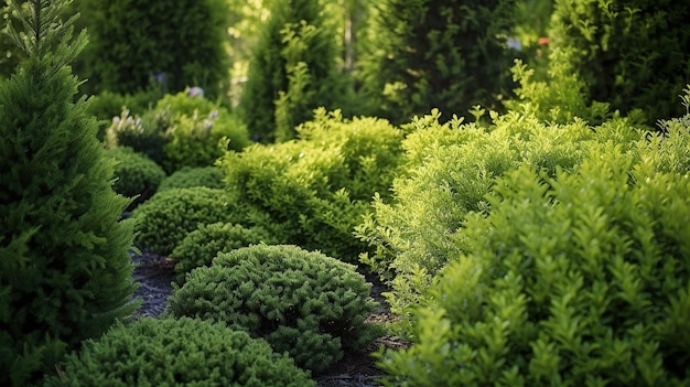 Evergreen shrubs in landscape design AI Generative AI Generative