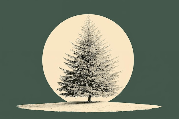 Photo evergreen tree in a circular frame