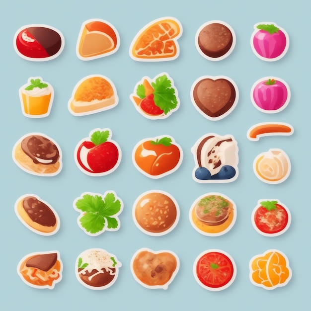 Every food icon degetal stickers