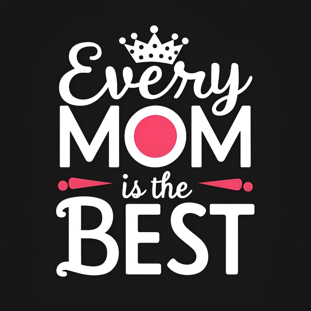 Every Mom is the Best Mother is The Queen of Heart Mothers day greeting card postcard Lettering