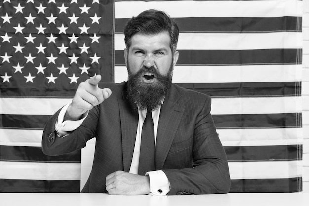 Every vote matters National holidays Celebration of victory Bearded hipster man being patriotic for usa American reform July 4 American citizen usa flag American citizen Elections and debates