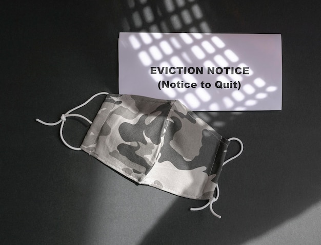 Eviction notice with face mask