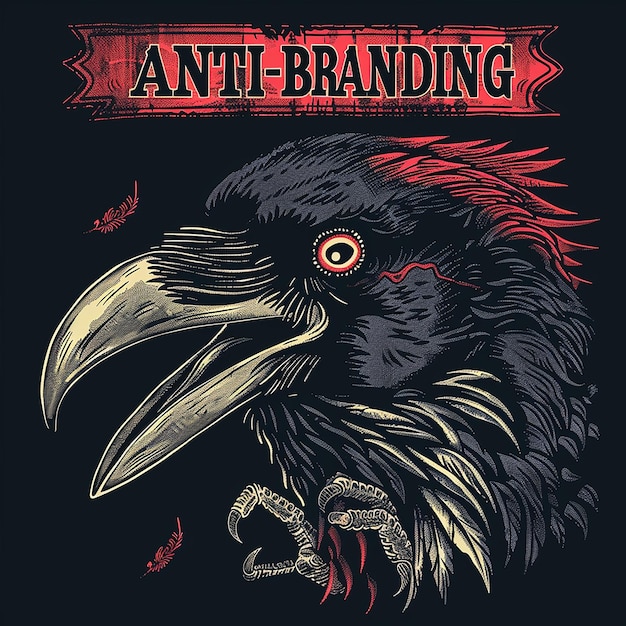 Evil crow Huge centered text ANTIBRANDING design should be ready to print on tshirt Black ba