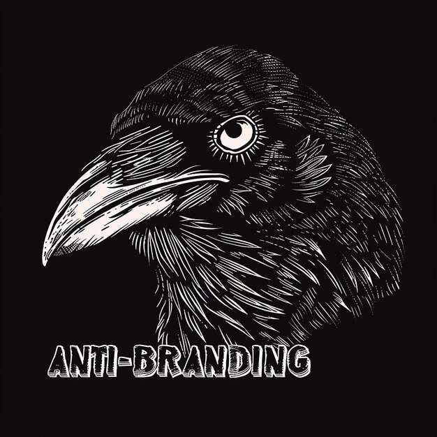 Evil crow Huge centered text ANTIBRANDING design should be ready to print on tshirt Black ba