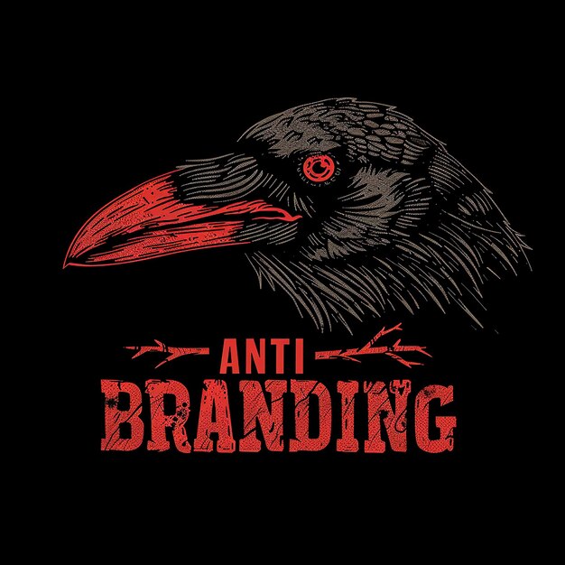 Evil crow Huge centered text ANTIBRANDING design should be ready to print on tshirt Black ba