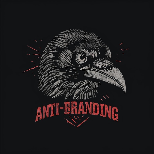 Evil crow Huge centered text ANTIBRANDING design should be ready to print on tshirt Black ba