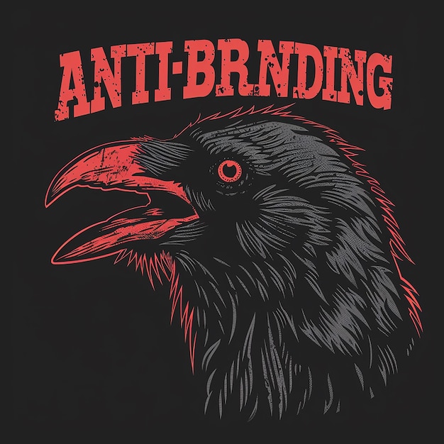 Evil crow Huge centered text ANTIBRANDING design should be ready to print on tshirt Black ba