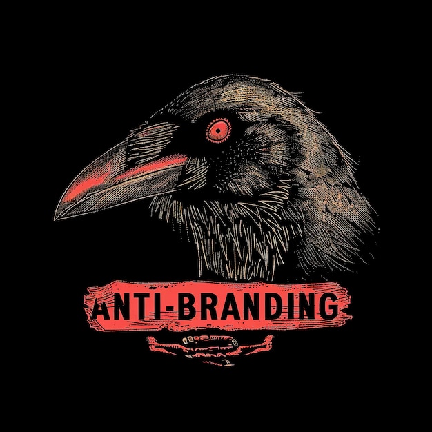 Evil crow Huge centered text ANTIBRANDING design should be ready to print on tshirt Black ba