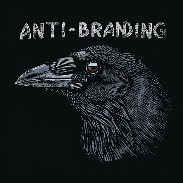 Photo evil crow huge centered text antibranding design should be ready to print on tshirt black ba