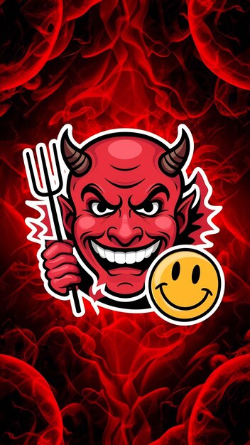 Photo evil and cunning devil emoji vector icon angry emoticon with horns smile sticker