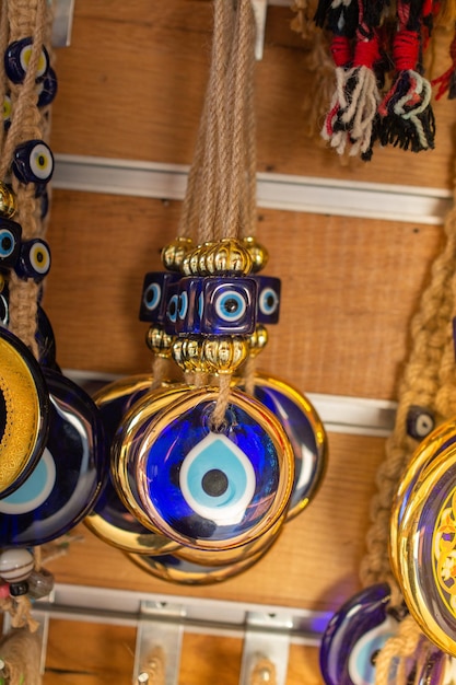 Evil eye bead amulet in the shop in Istanbul Turkey