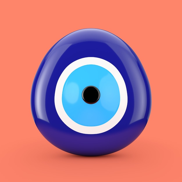 Evil Eye Bead Protection Amulet on a pink background. 3d Rendering