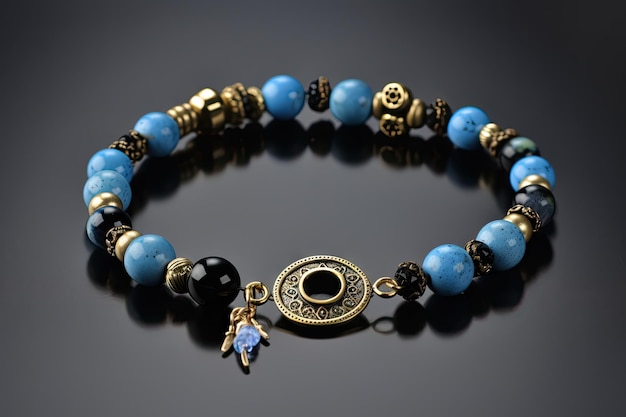 Evil eye bracelet with gemstones and charms for protection