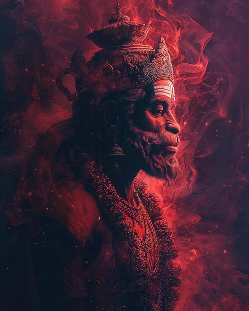 An evocative digital artwork visualizing the sound waves of the Hanuman Chalisa