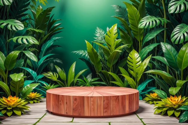 Evoke the charm of the outdoors in your product marketing with a natural podium platform that highlights the beauty of nature while showcasing your items AI Generated