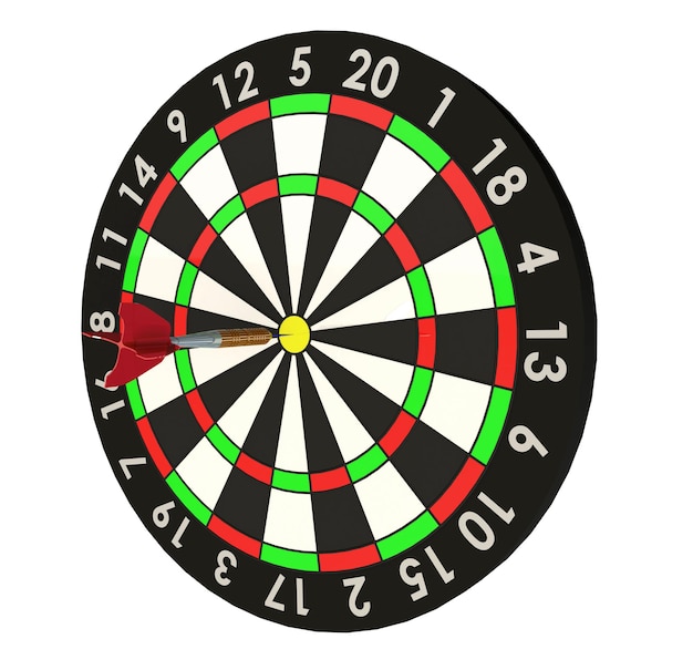 Exact hit, darts target isolated on white background