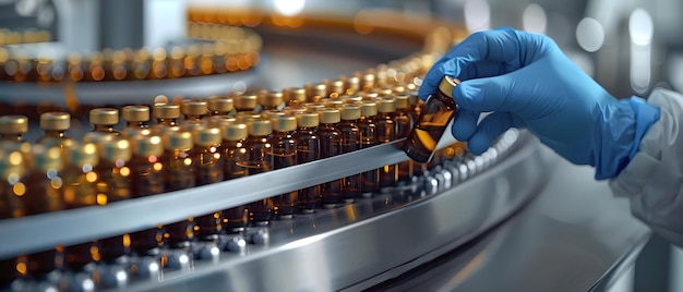 Examining Medical Vials on a Modern Pharmaceutical Factory Assembly Line Concept Pharmaceutical Production Medical Manufacturing Assembly Line Inspection Quality Control Processes