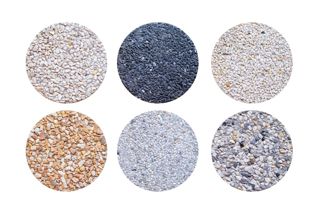 Example of Exposed aggregate concrete with different colored pebbles in closeup