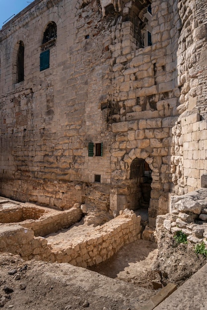 Excavations by the external walls of the Diocletian's Palace in Split, Croatia