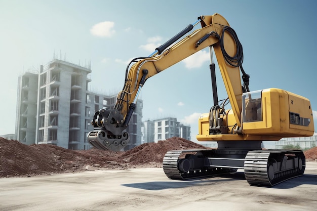 Excavator on construction site AI Generated