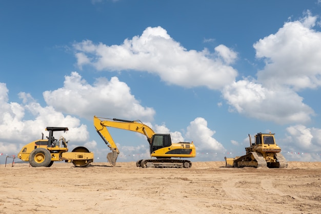 A excavator at construction site for industry concept