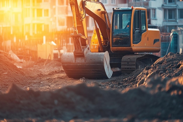 Excavator at construction site