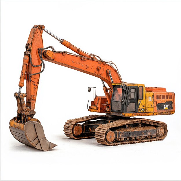 Photo excavator construction on white back