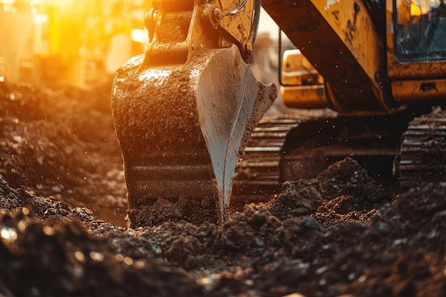 Excavator digging in the ground on day light