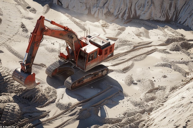 excavator excavator at sandpit during earthmoving works