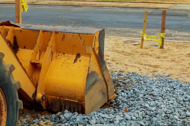 Excavator is parked at construction site