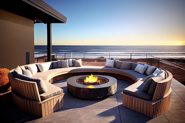 Excellent Fire pit and furniture on modern luxury