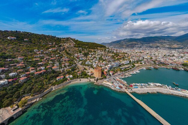 excellent view of the sea and historic city from the air