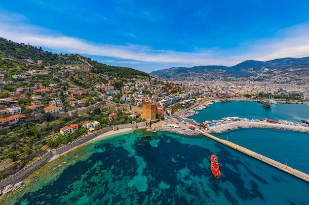 excellent view of the sea and historic city from the air