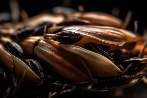 Exceptional macro shot of a single caraway seed captured on a neutral background with precise