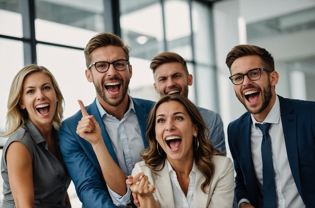 Photo excited business colleagues