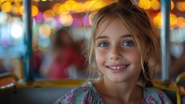 Excited Child Riding At Summer Fair Under Colorful Lights Dynamic Photography with Canon EOS R5 35mm Lens