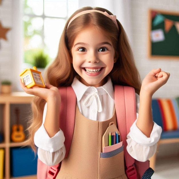 Excited firstdayofschool girl