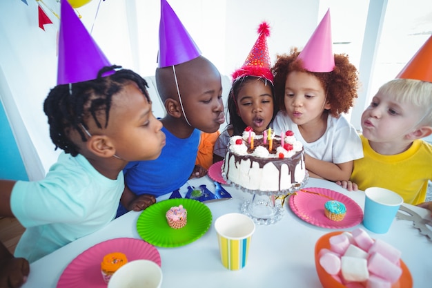 Excited kids enjoying a birthday party