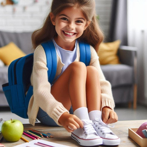 Excited School Girl