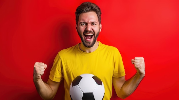 Photo the excited soccer fan