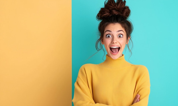 Excited Woman with Vibrant Background Colors