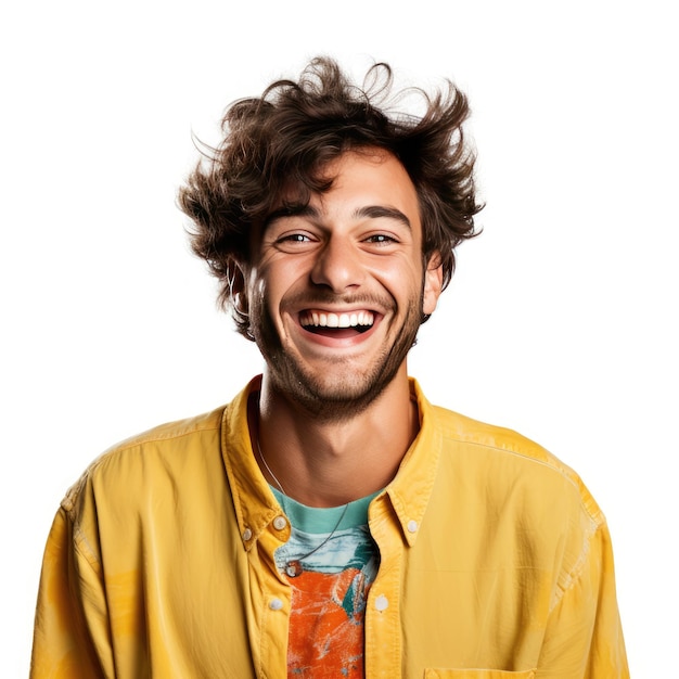 excited young business man celebrating success isolated on white background