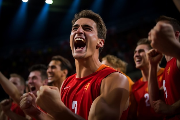 The excitement of victory for men39s volleyball players Generative Ai