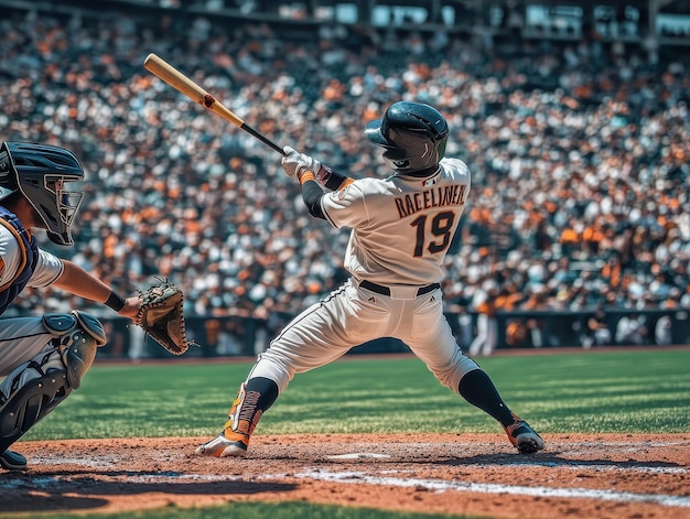 Photo exciting baseball game with dramatic home run