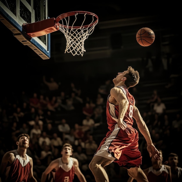 Exciting Basketball Game with HighFlying Dunk