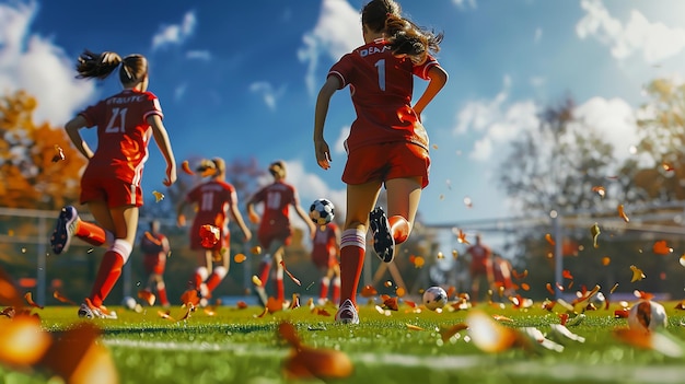 Exciting Girls Soccer Team Match