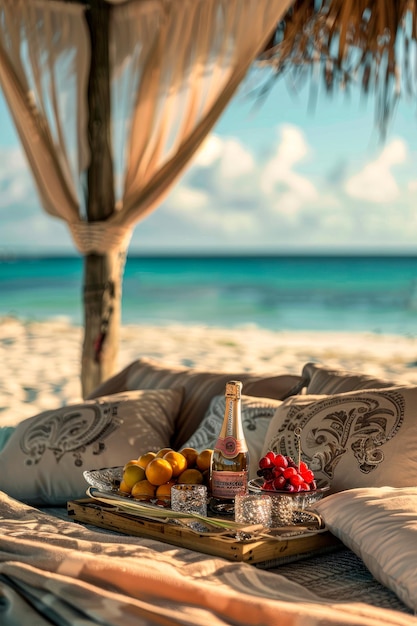 an exclusive beach cabana reserved for guests of the luxury resort