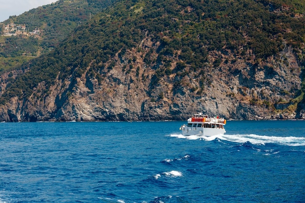 Excursion ship near Vernazza Cinque Terre